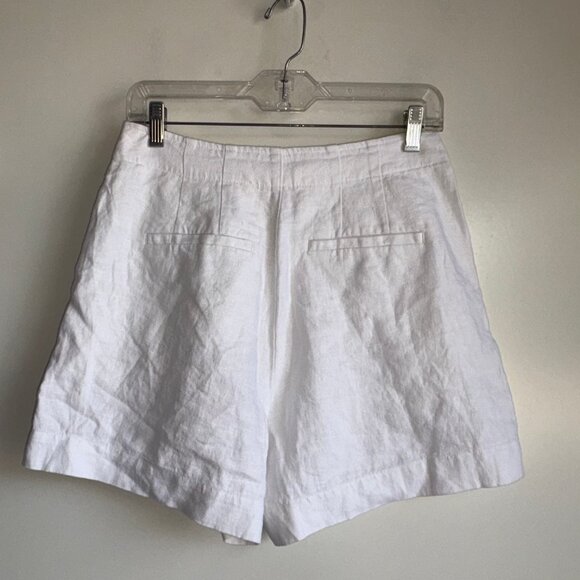 NWT MADEWELL Button- Tab Linen High Rise Shorts Size 4 White {NR095} - Picture 7 of 16